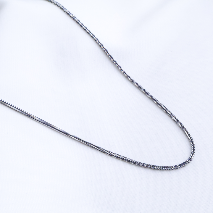 Oxidized Sterling Silver Wheat Chain Necklace for Men