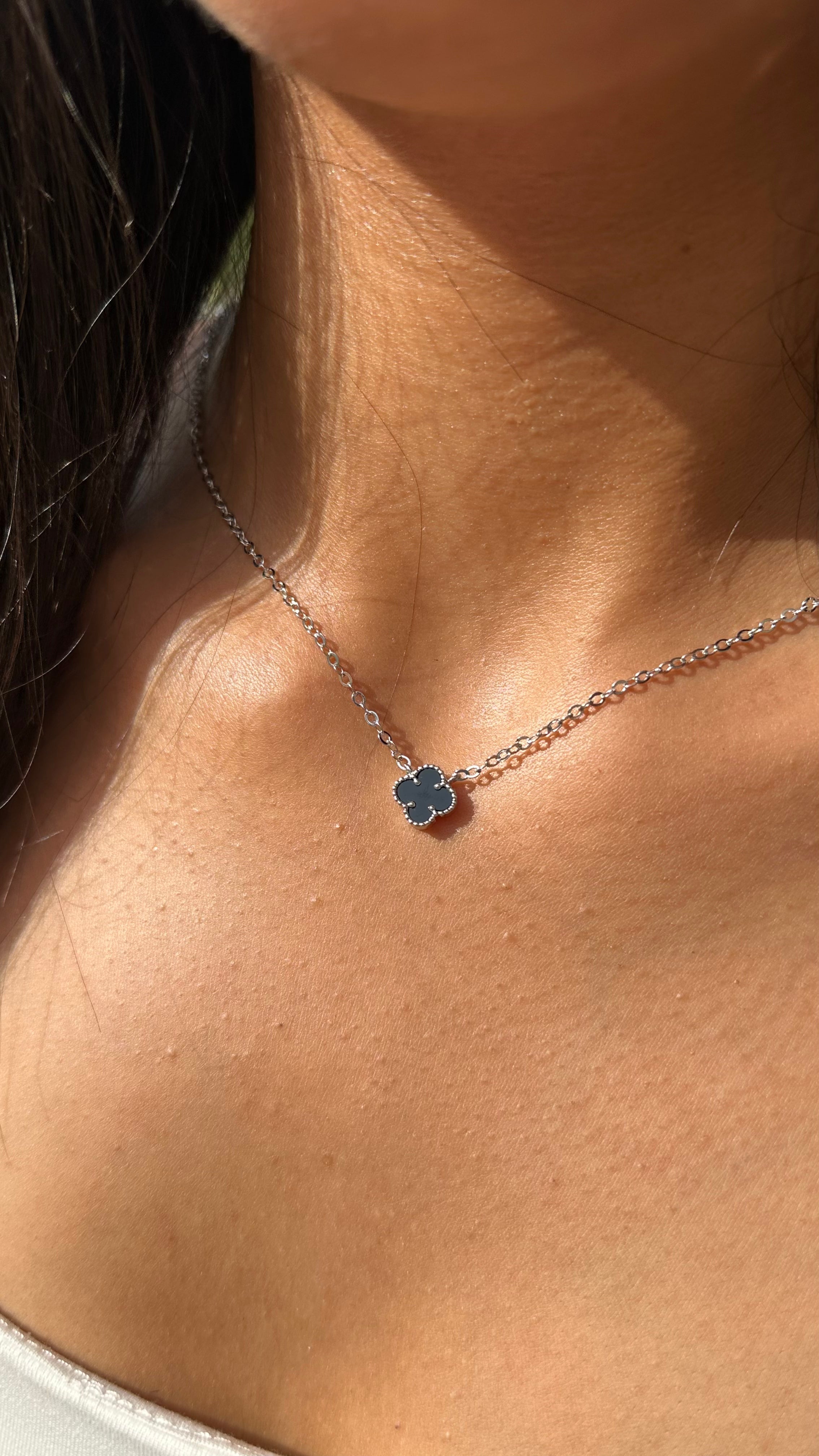 Black Clover Silver Necklace