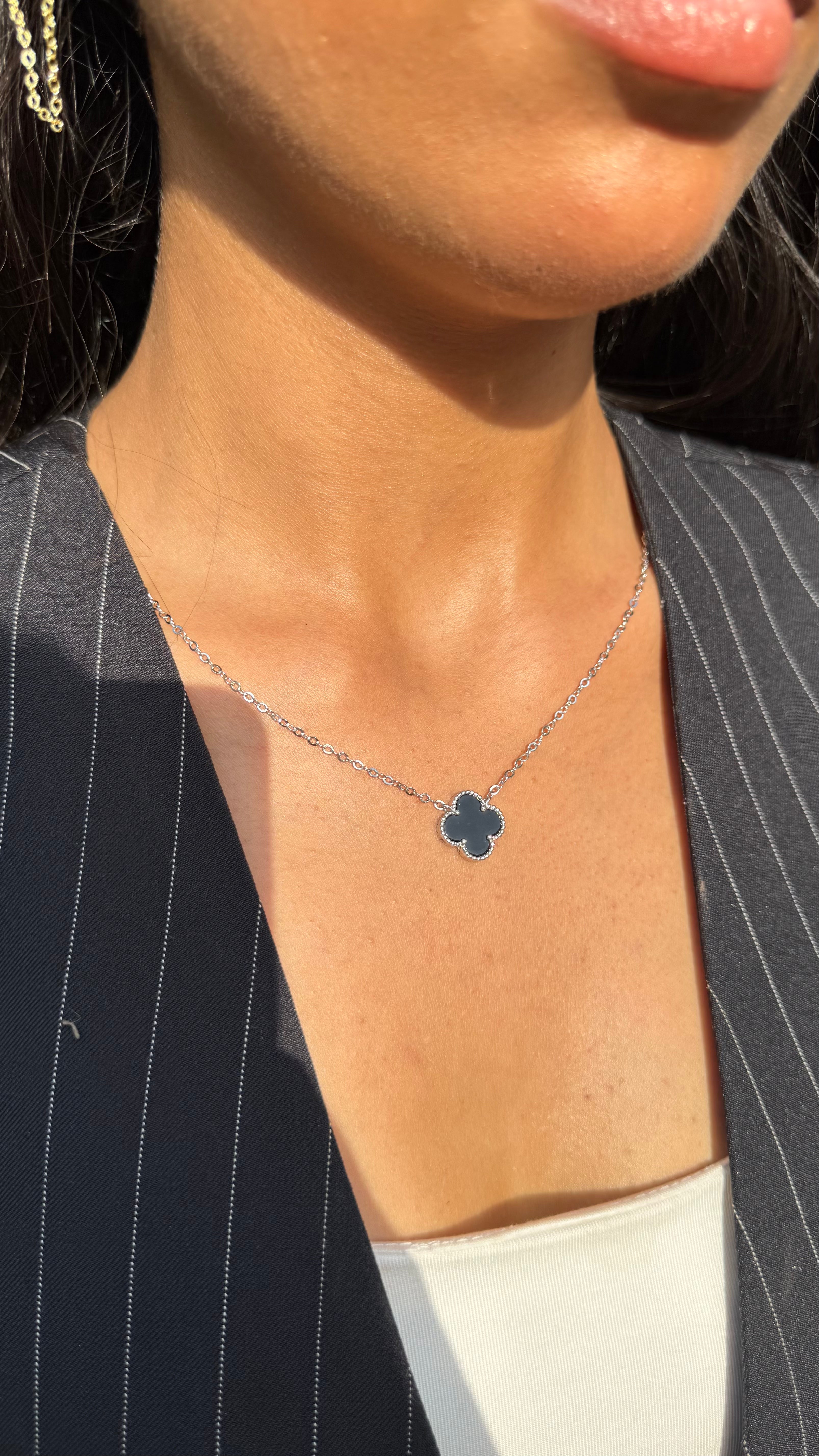 Black Clover Silver Necklace