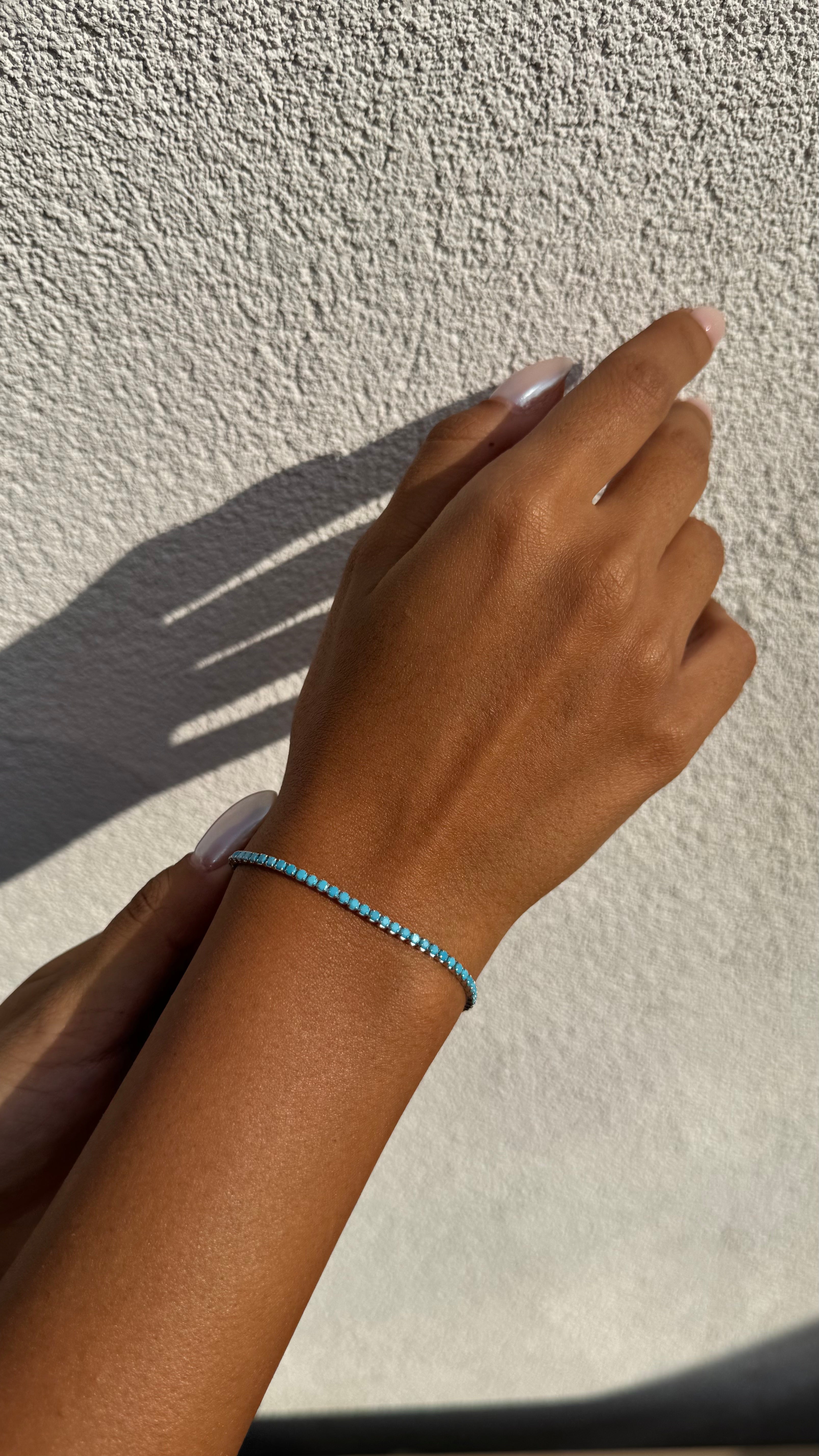Aqua Blue Tennis Bracelet - Sterling Silver 925