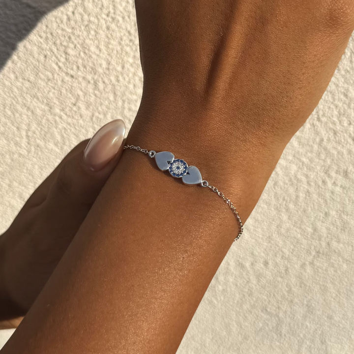 Silver Blue Eye Bracelet - Sterling Silver 925