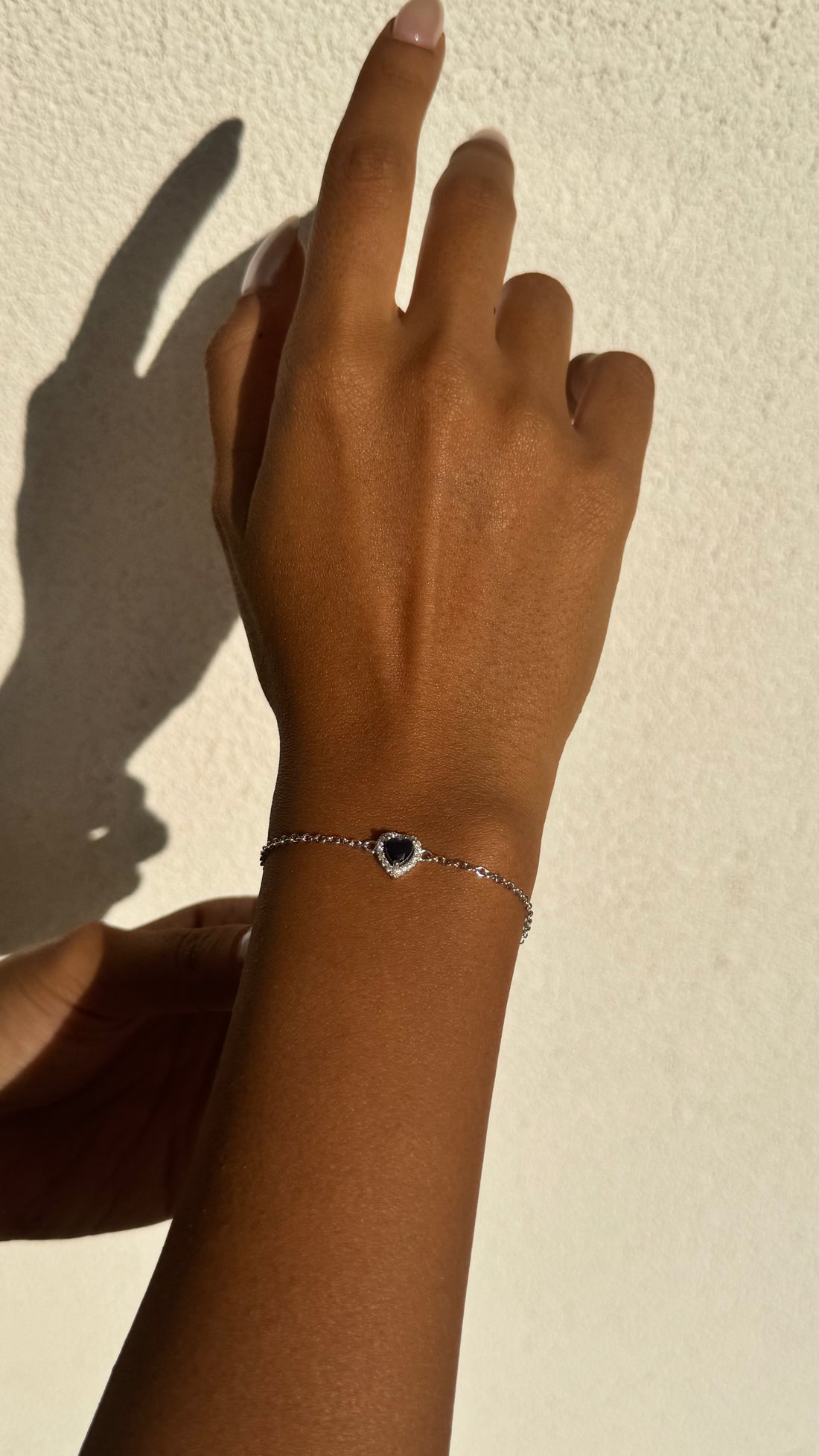Dark Blue Heart Silver Bracelet