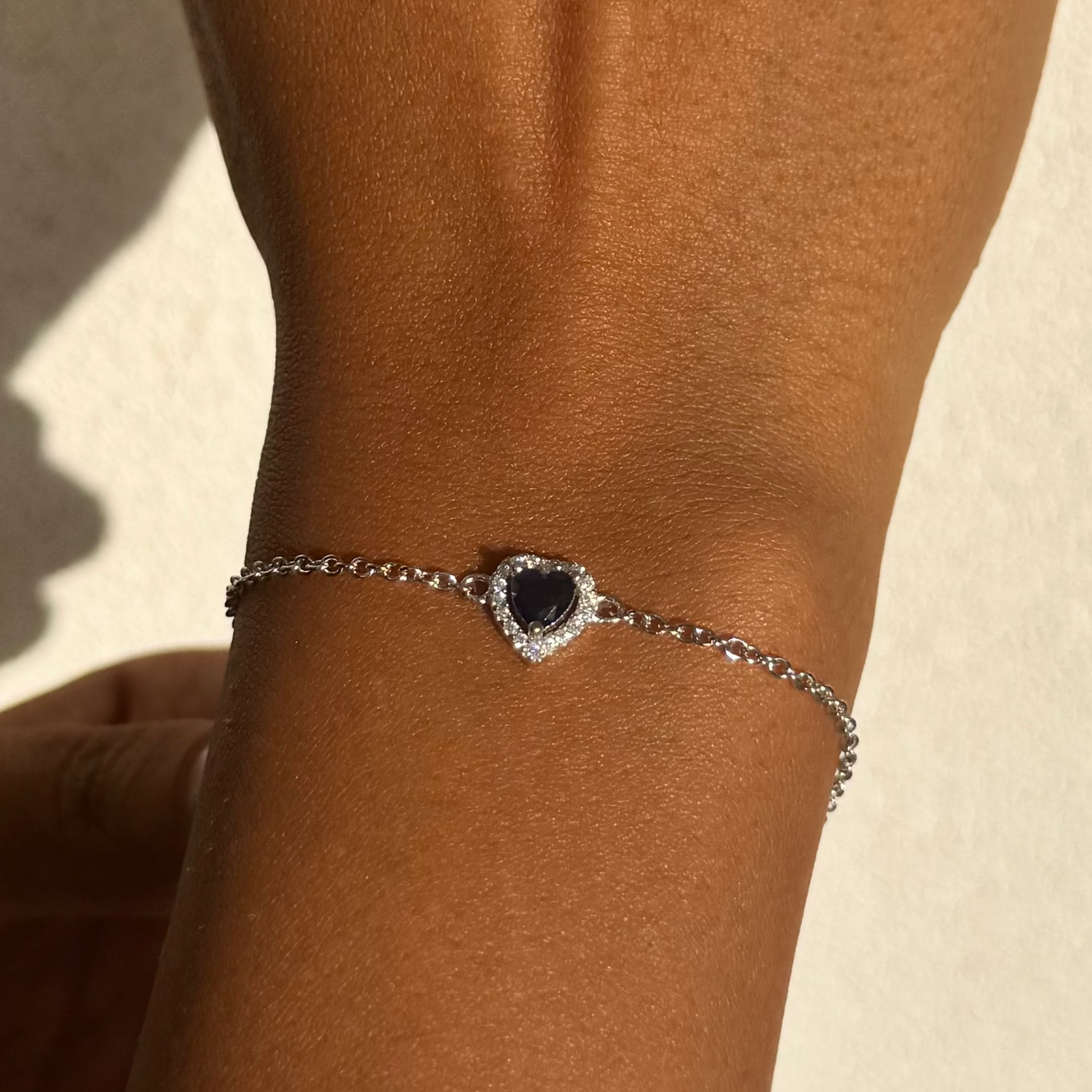 Dark Blue Heart Silver Bracelet