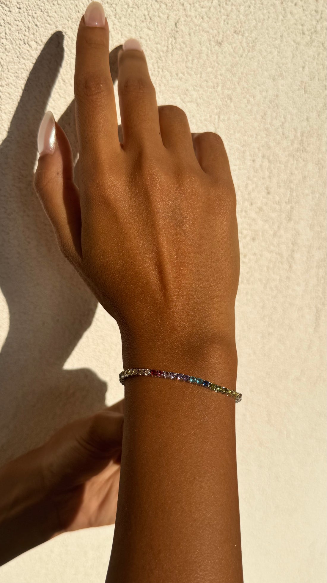 Rainbow Tennis Bracelet – Sterling Silver 925 Multicolor Stones, 3mm