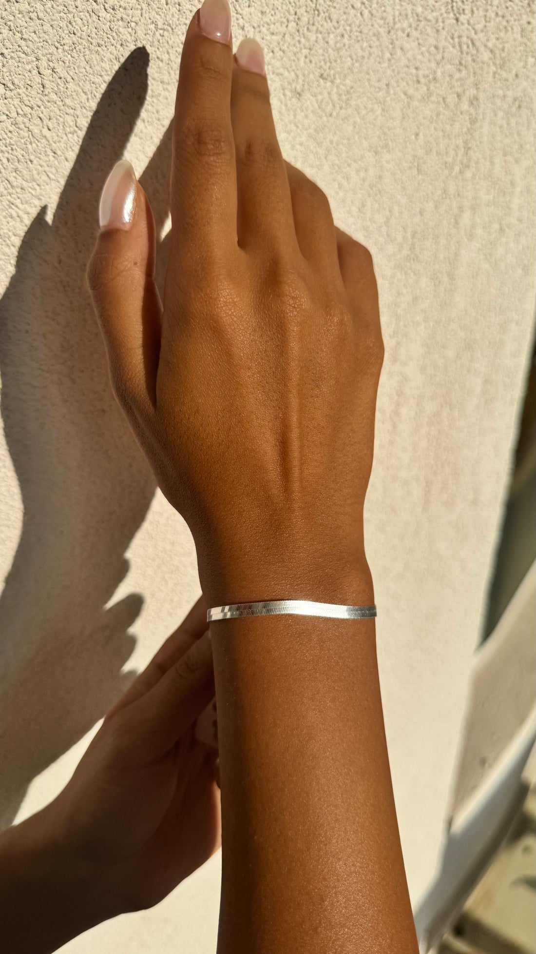 Sterling Silver 925 Herringbone Snake Chain Bracelet – Classic Flat Shiny Design