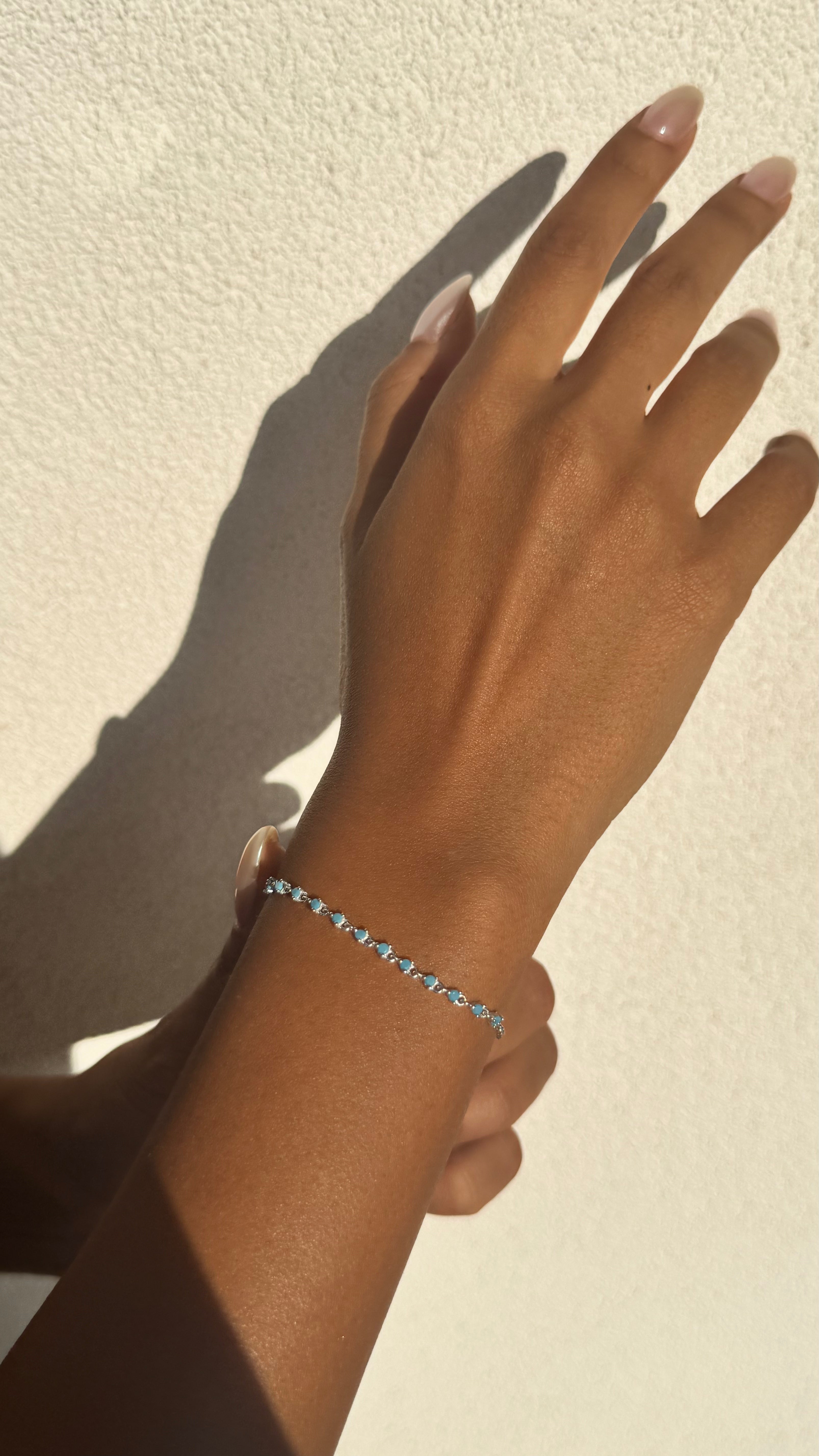 Light Blue Tennis Bracelet - Sterling Silver 925