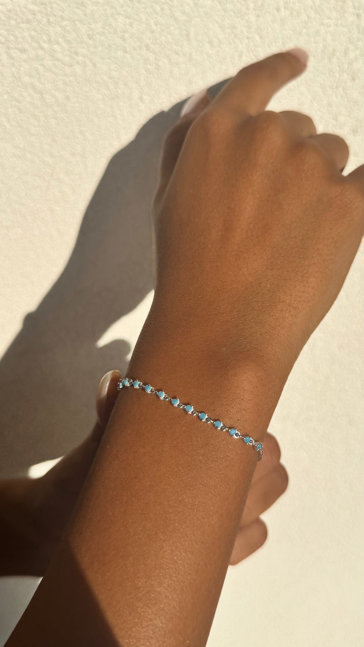 Light Blue Tennis Bracelet - Sterling Silver 925