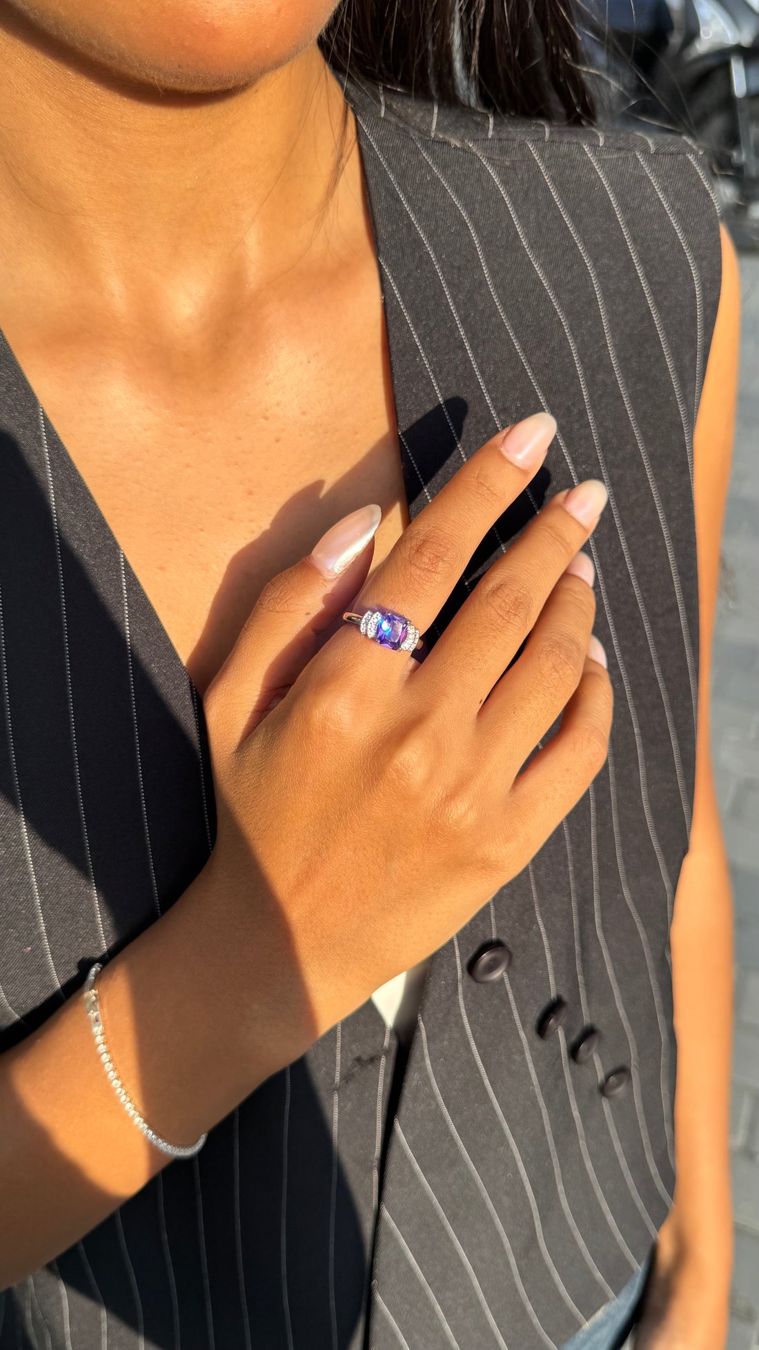 Purple Amethyst Crystal Ring