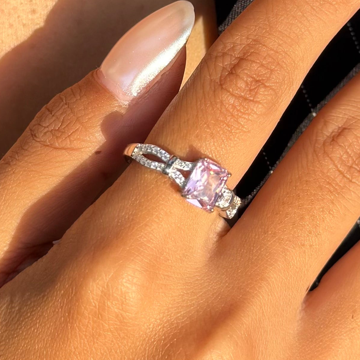 Princess Cut Pink Sapphire Ring