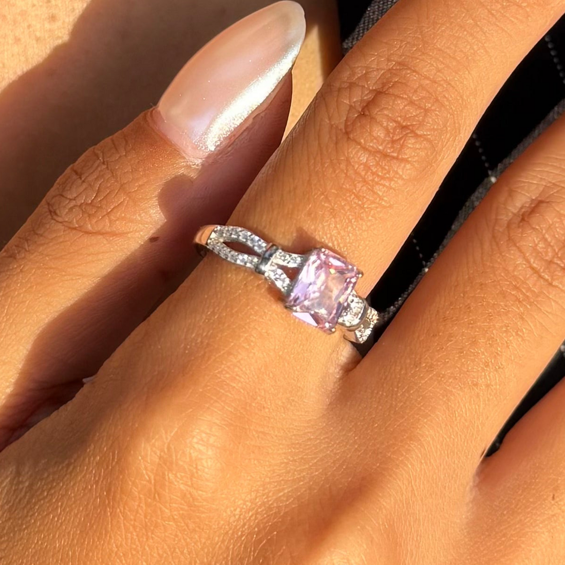 Princess Cut Pink Sapphire Ring