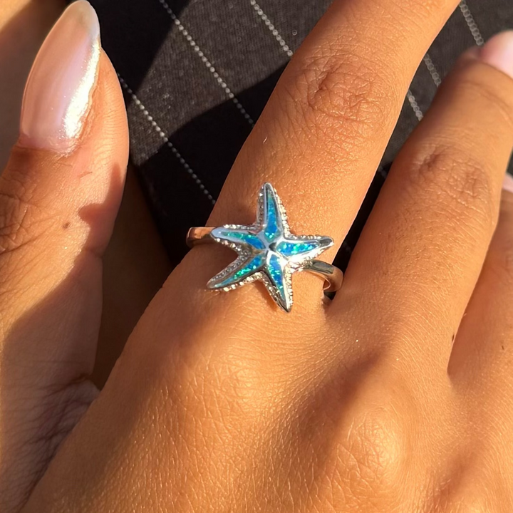 Blue Star Silver Ring - Sterling Silver 925