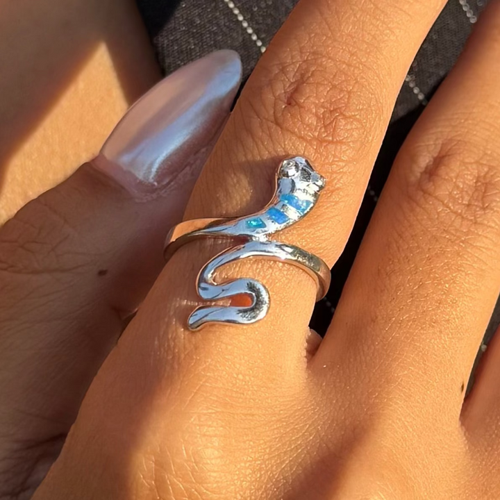Silver Snake Wrap Ring – Zircon Paved