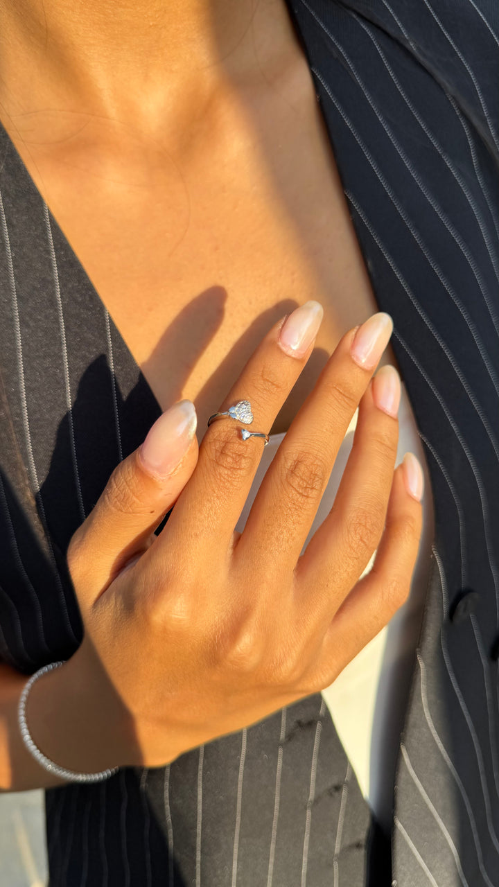 Heart Duo Silver Ring