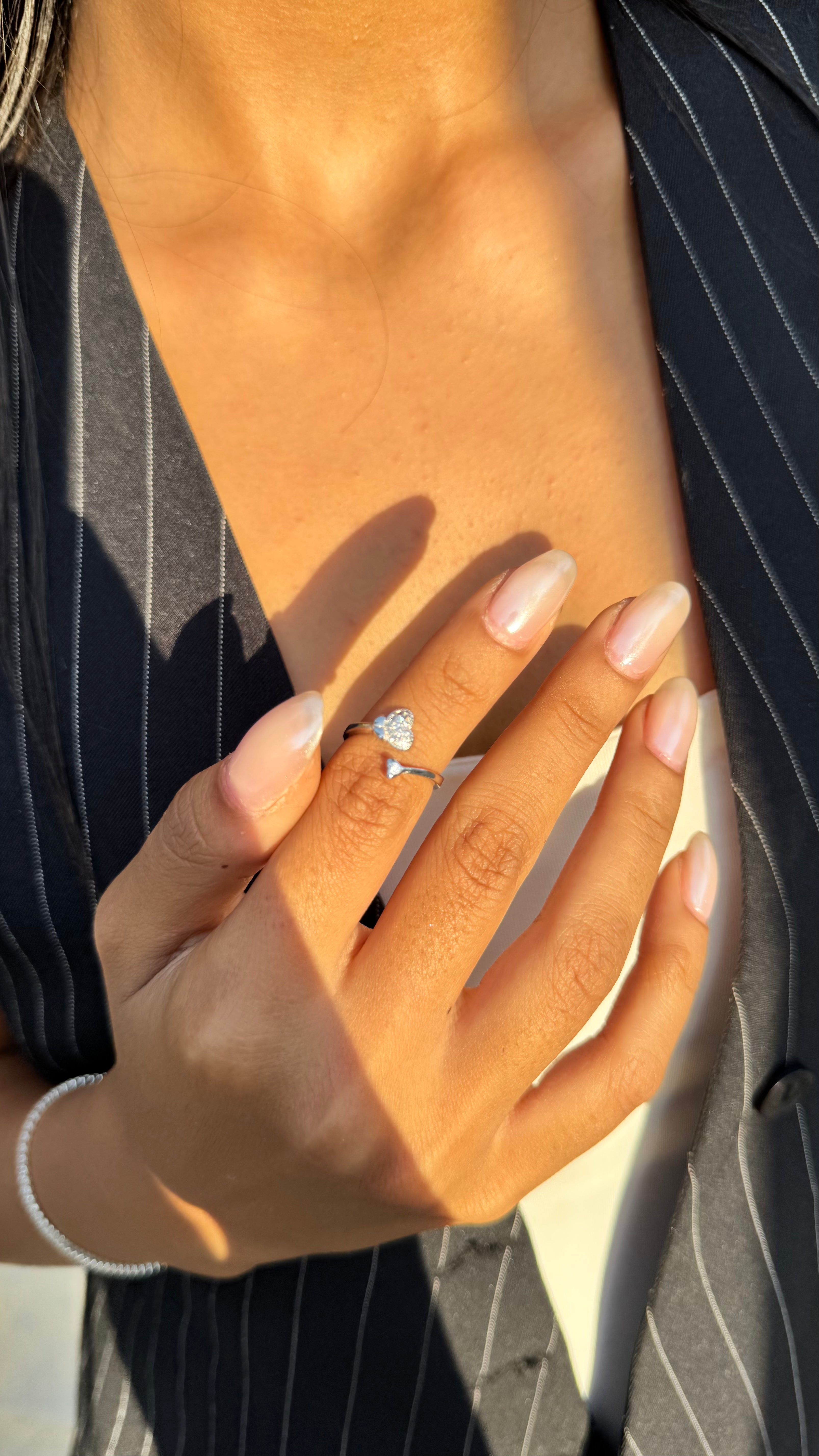Heart Duo Silver Ring