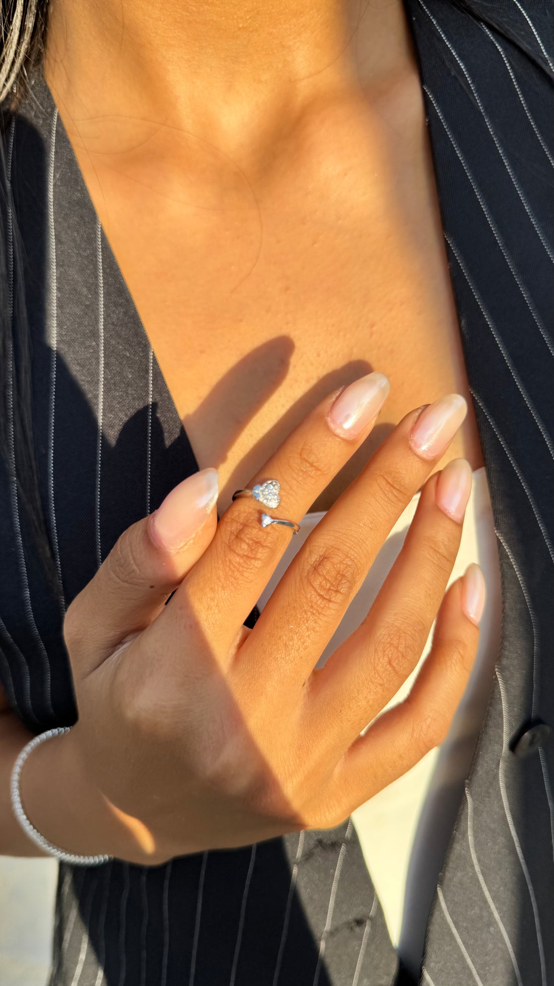 Heart Duo Silver Ring