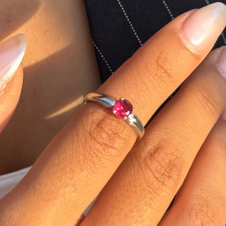 Silver Ruby Duo Ring - Sterling Silver 925