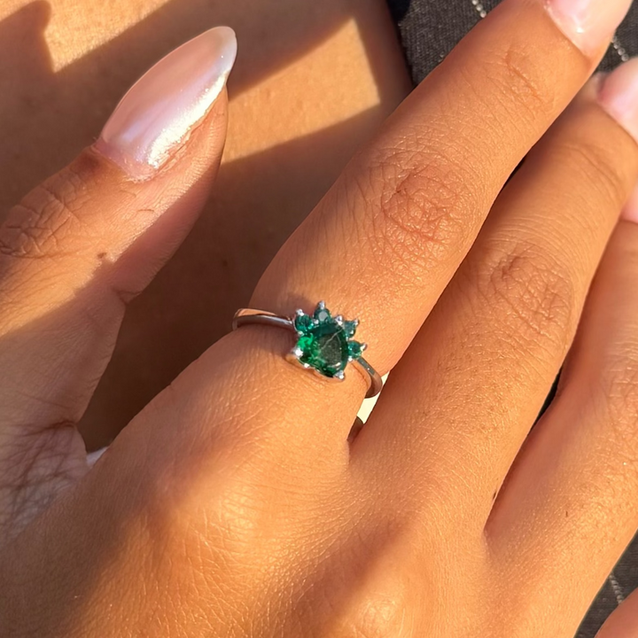Emerald Spark Silver Ring