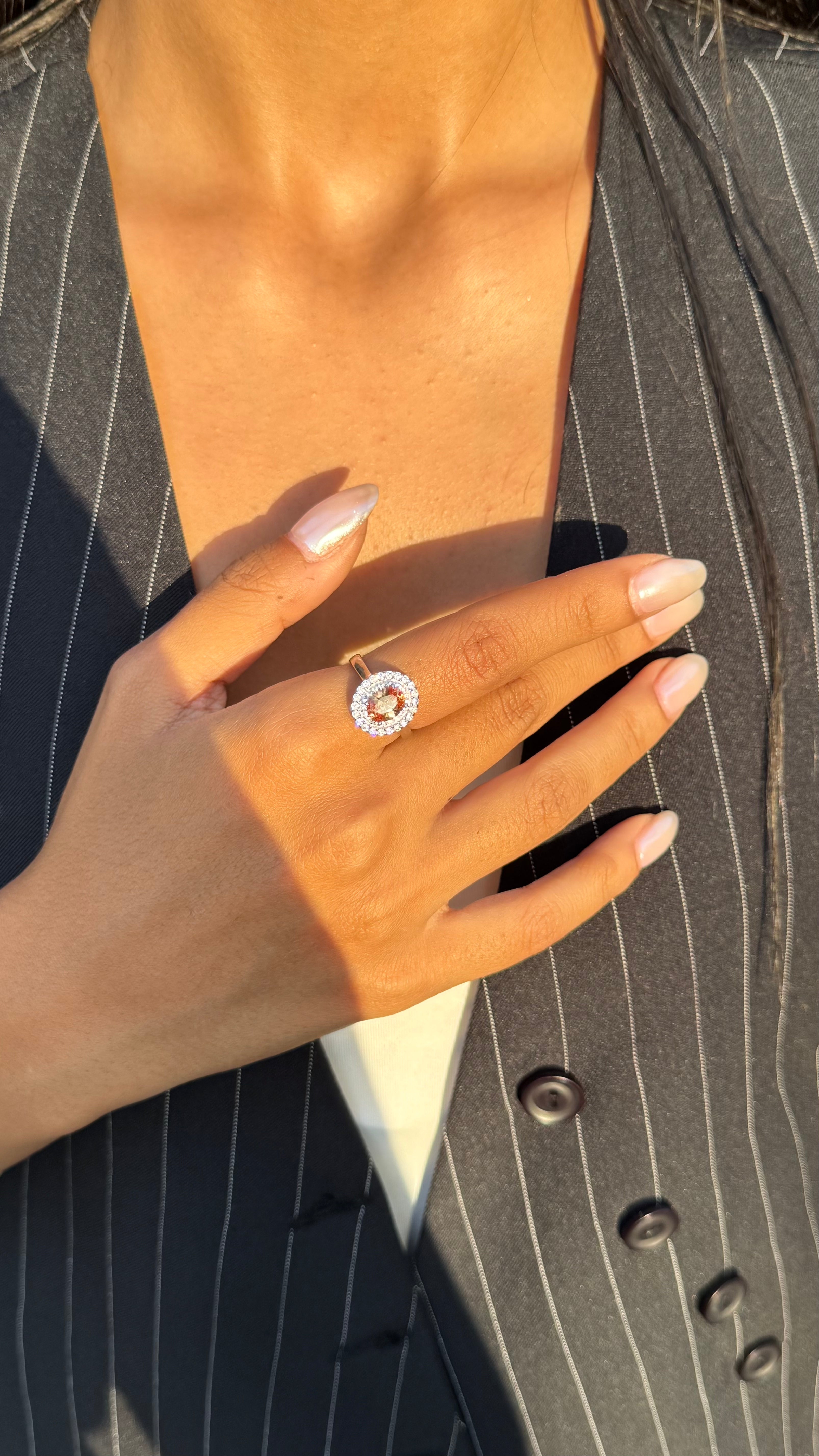 Yellow Citrine Double Halo Ring