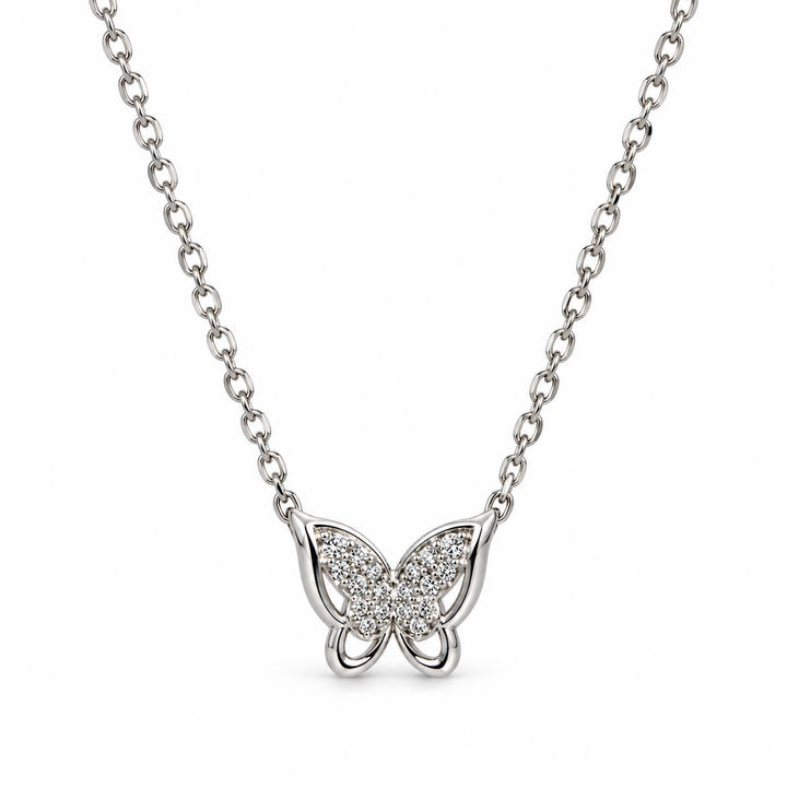 Butterfly Pendant Necklace with Sparkling Crystal Details