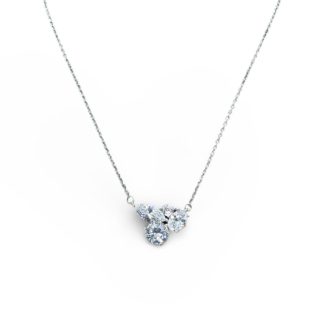 Crystal Bloom Silver Necklace