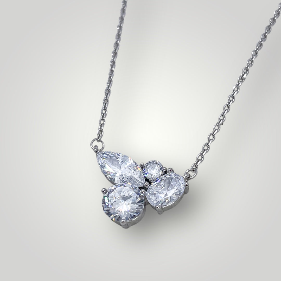 Crystal Bloom Silver Necklace