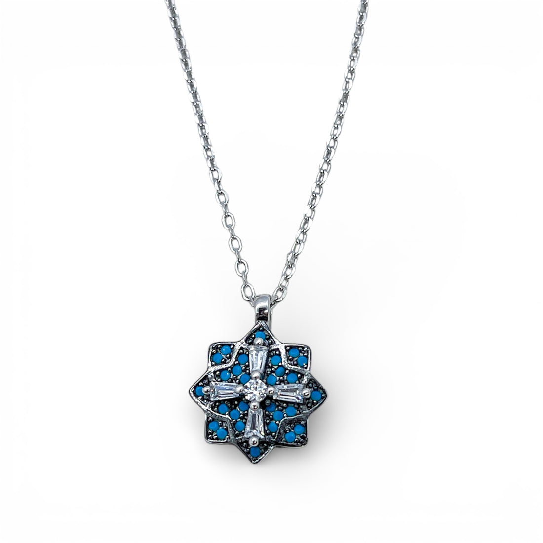 Silver Turquoise Star Necklace