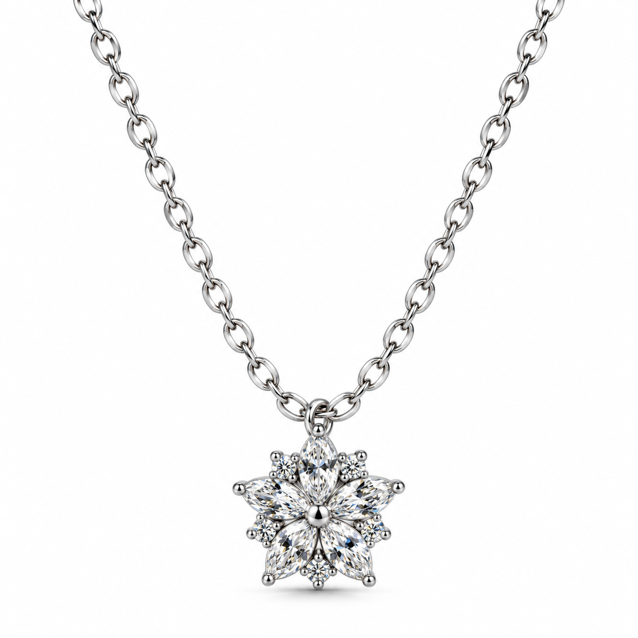 Flower Gemstone Pendant Necklace