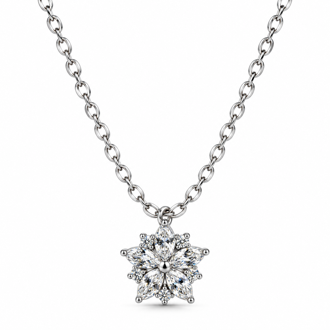 Flower Gemstone Pendant Necklace