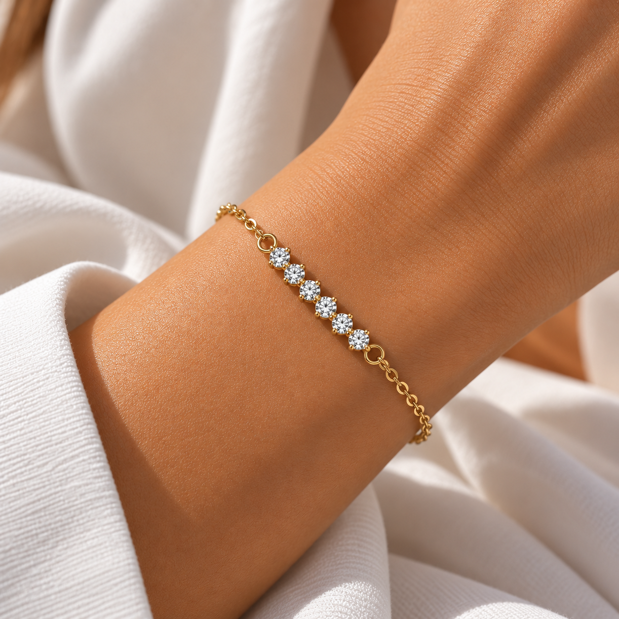 Crystal Link Bracelet, 3mm