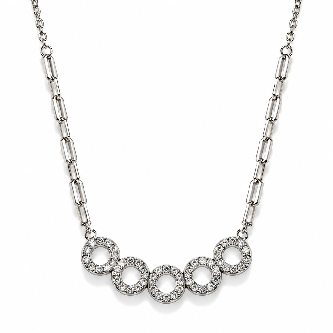 Five Circle Crystal Pendant Necklace for Women
