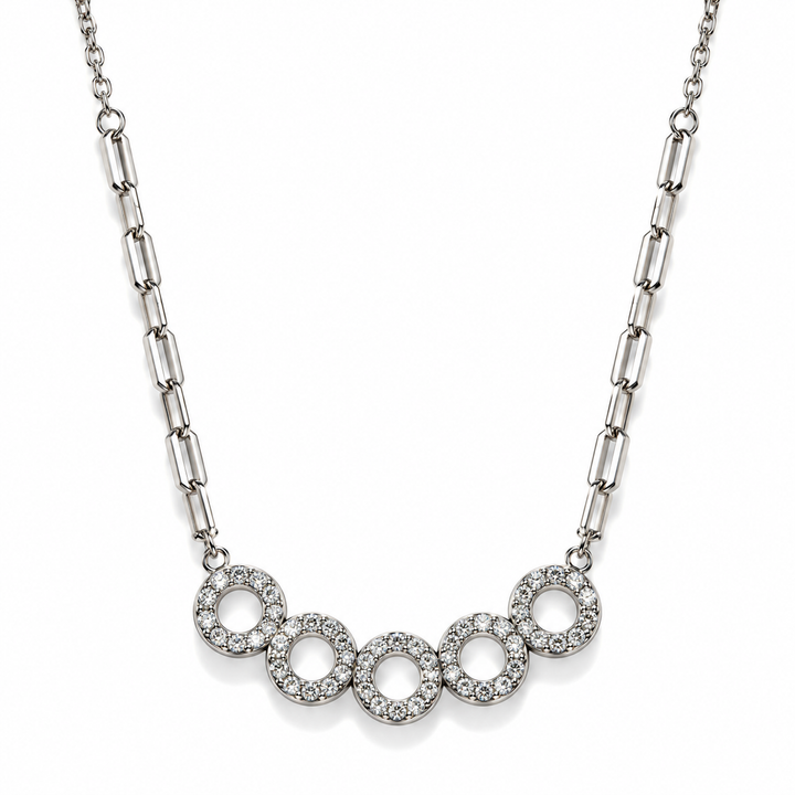 Five Circle Crystal Pendant Necklace for Women
