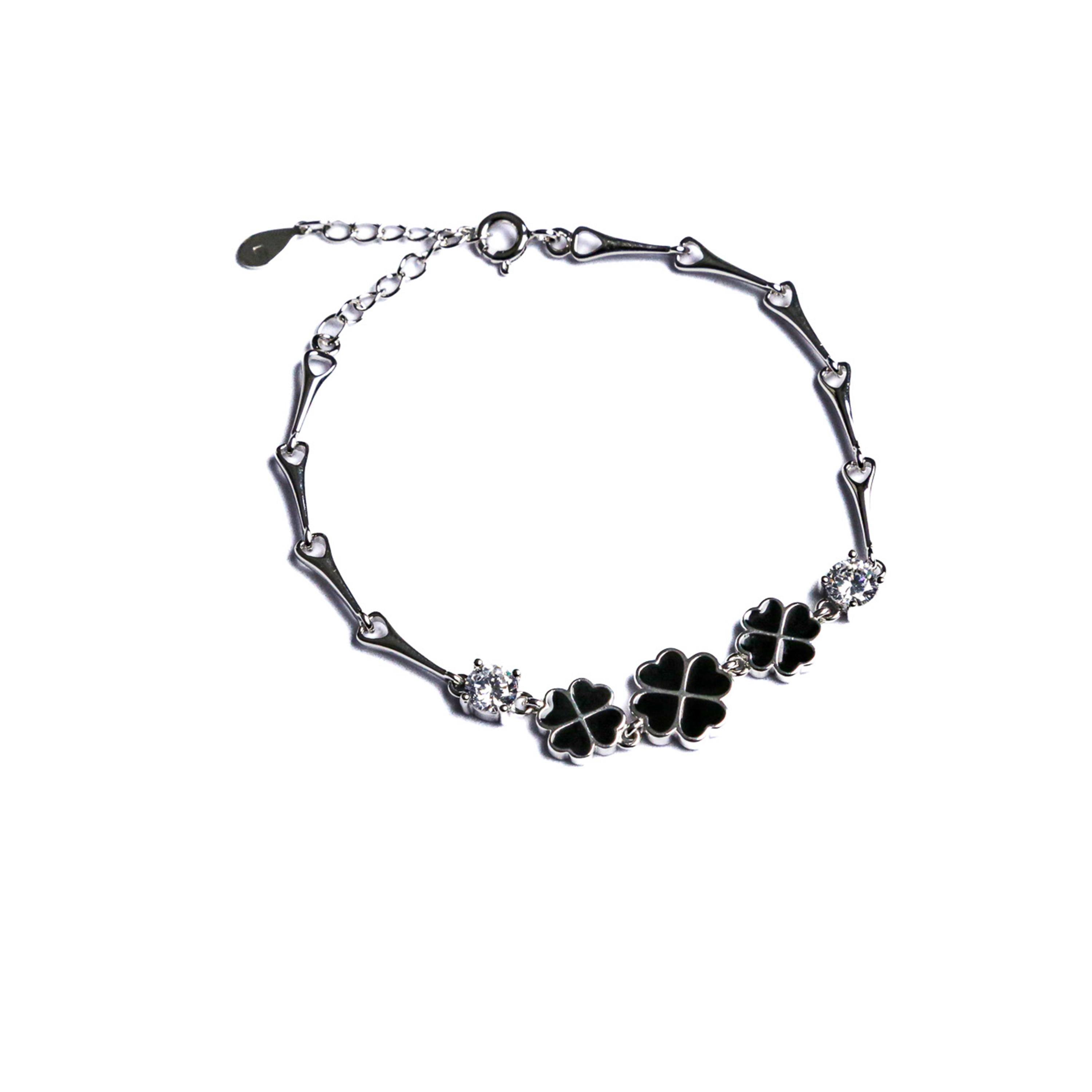 Black Clover Bracelet – 925 Sterling Silver Lucky Charm
