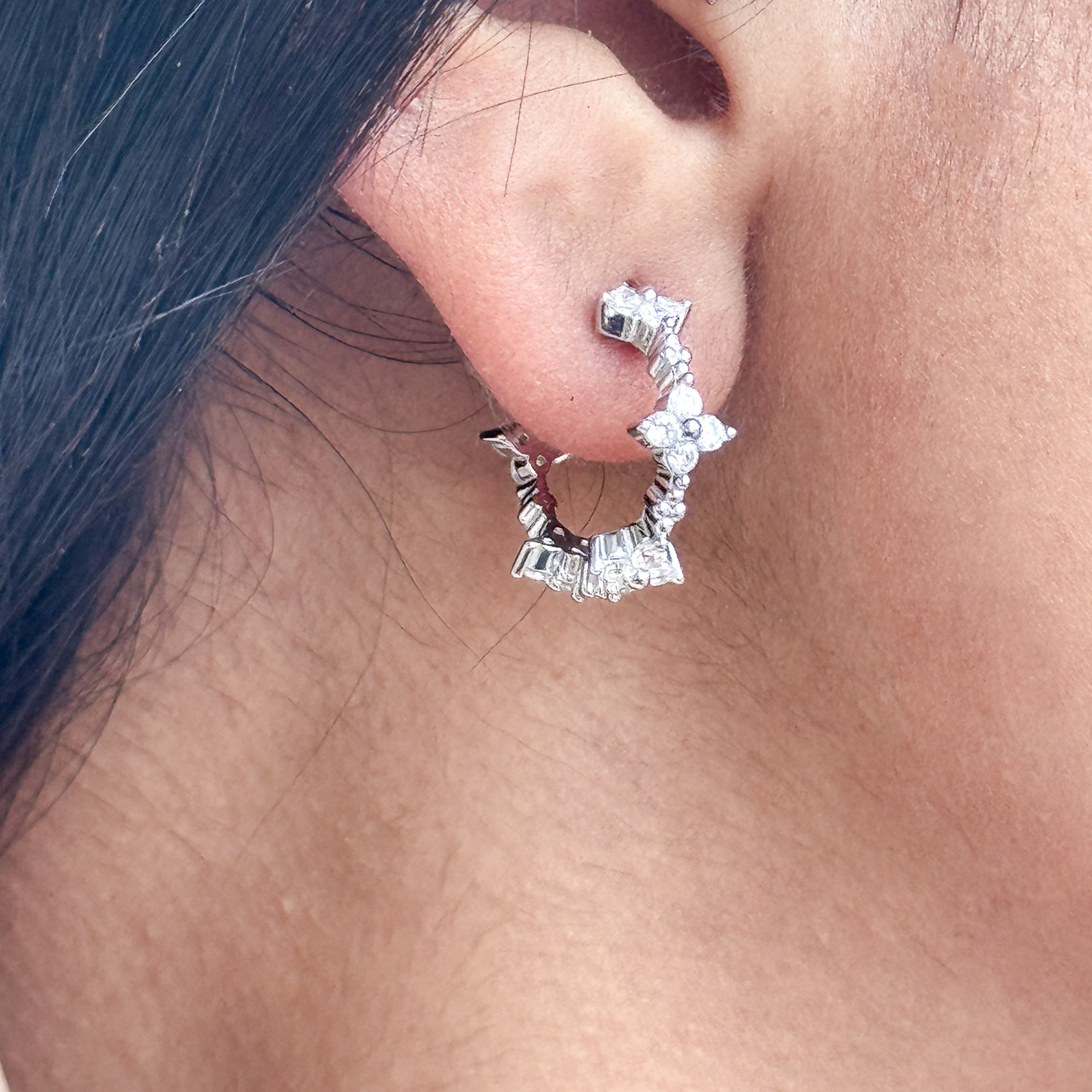 Floral Drop Hoop Earrings