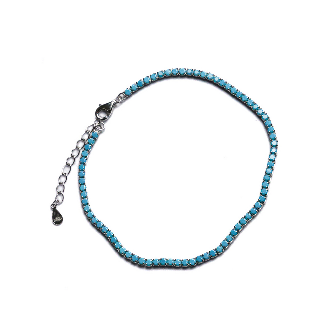 Aqua Blue Tennis Bracelet - Sterling Silver 925