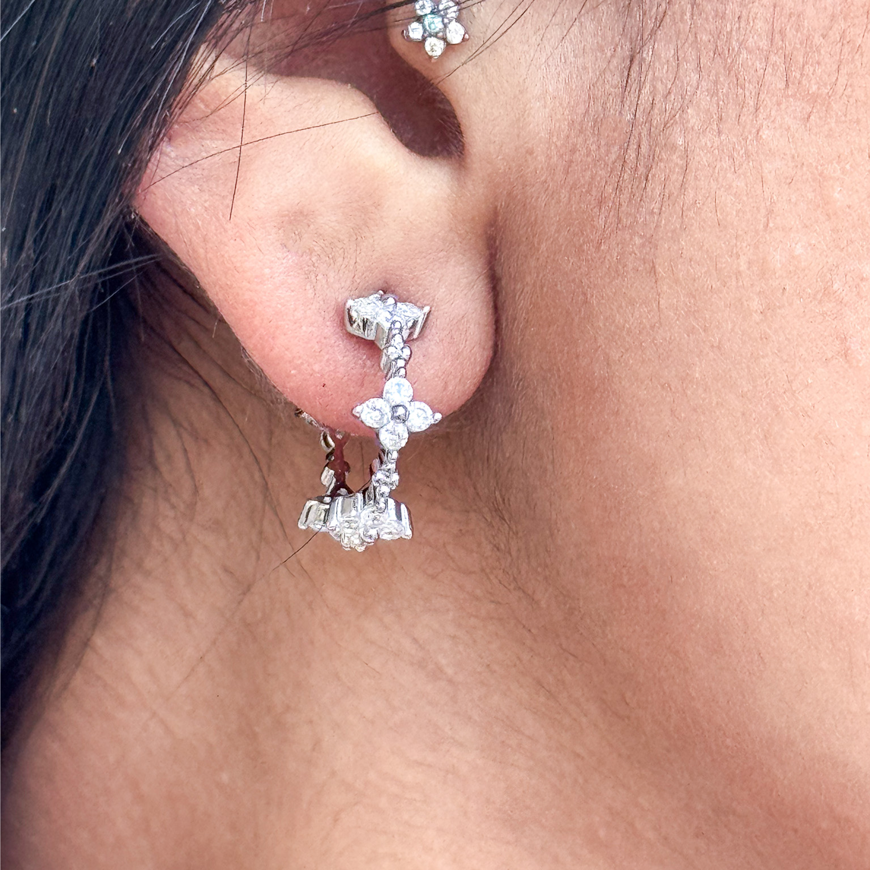 Floral Drop Hoop Earrings