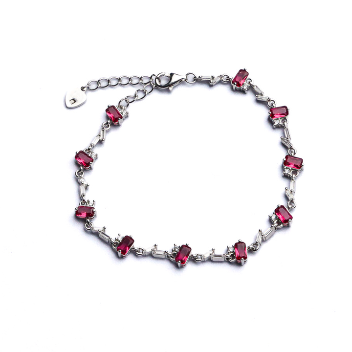 Ruby Red Crystal Tennis Bracelet – 925 Sterling Silver
