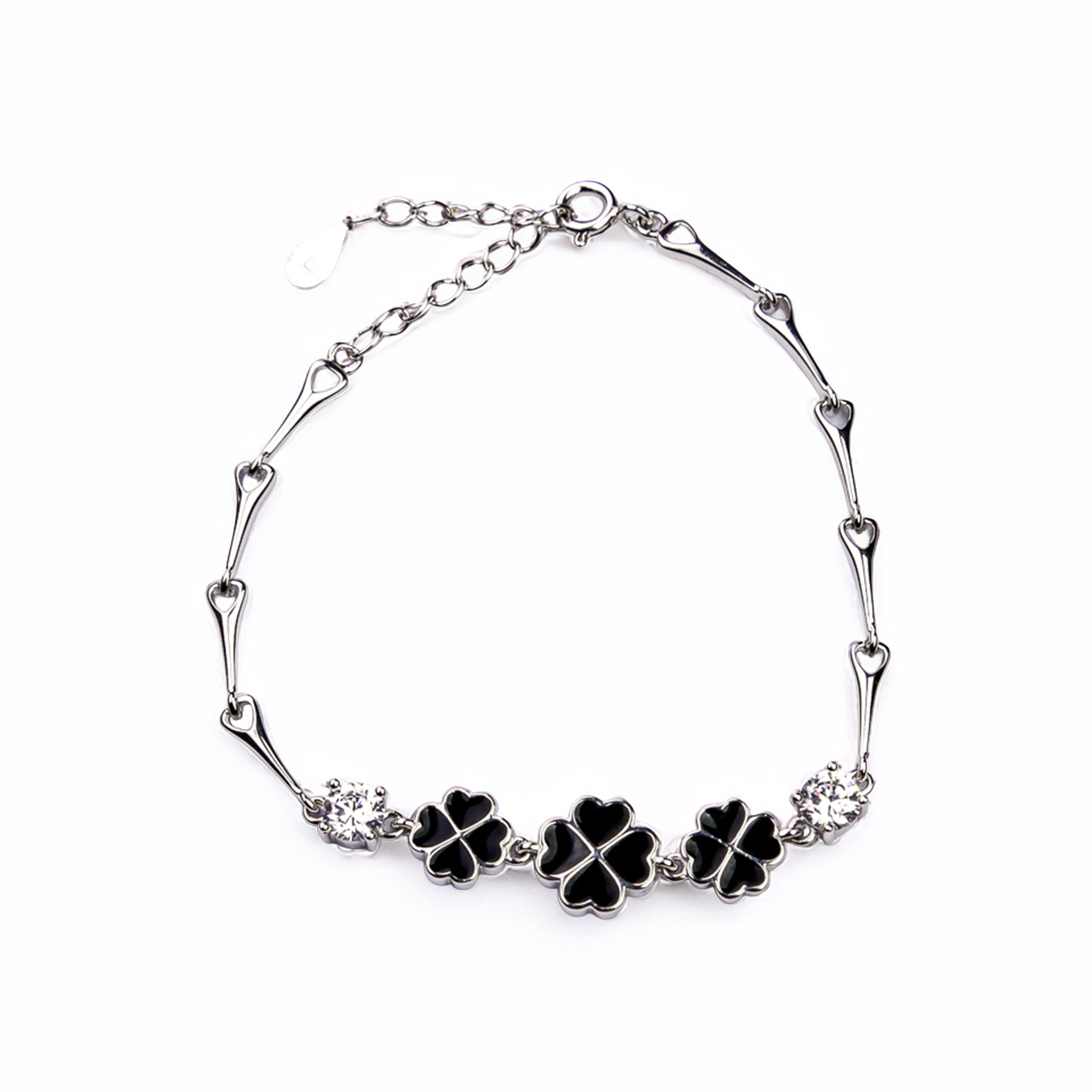 Black Clover Bracelet – 925 Sterling Silver Lucky Charm