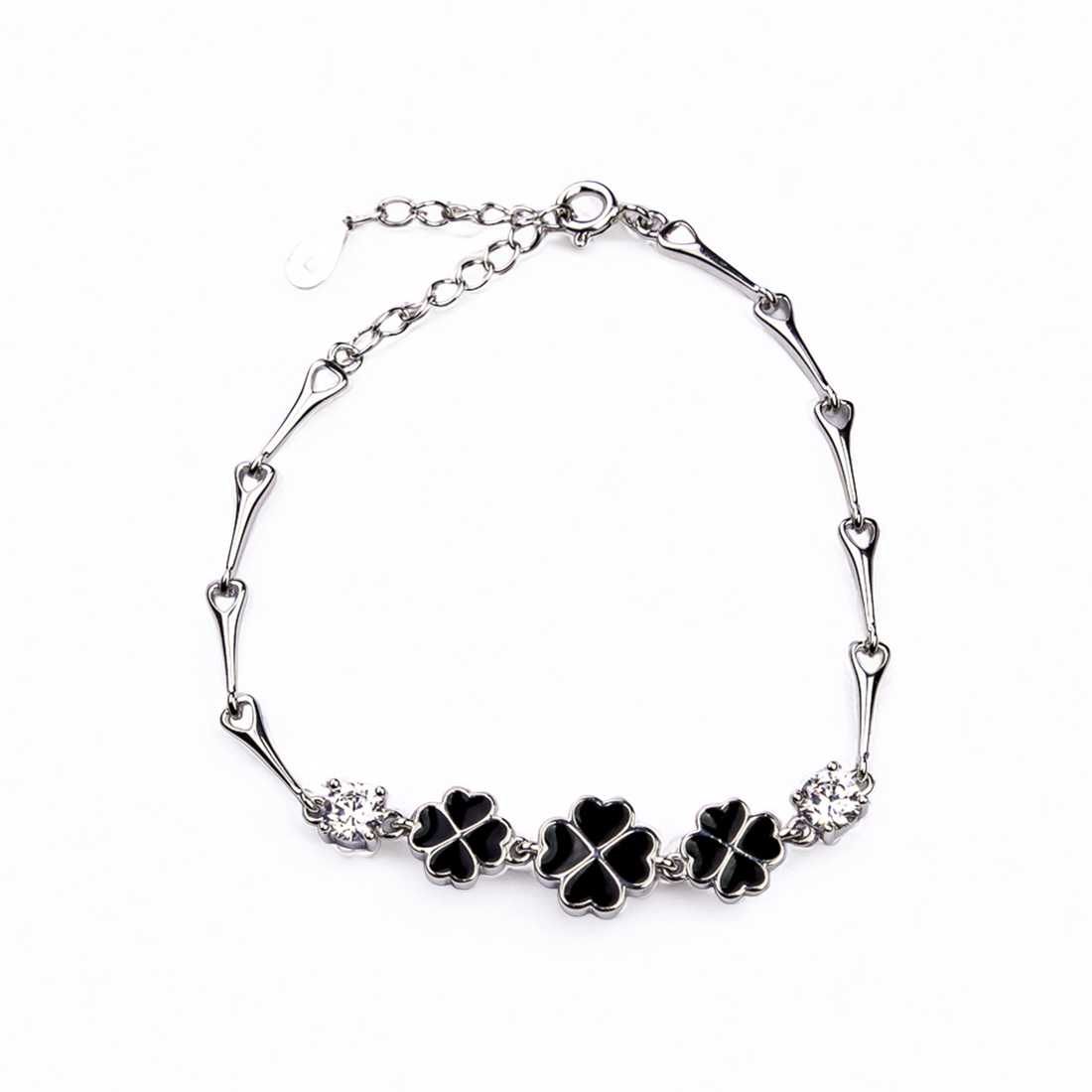 Black Clover Bracelet – 925 Sterling Silver Lucky Charm