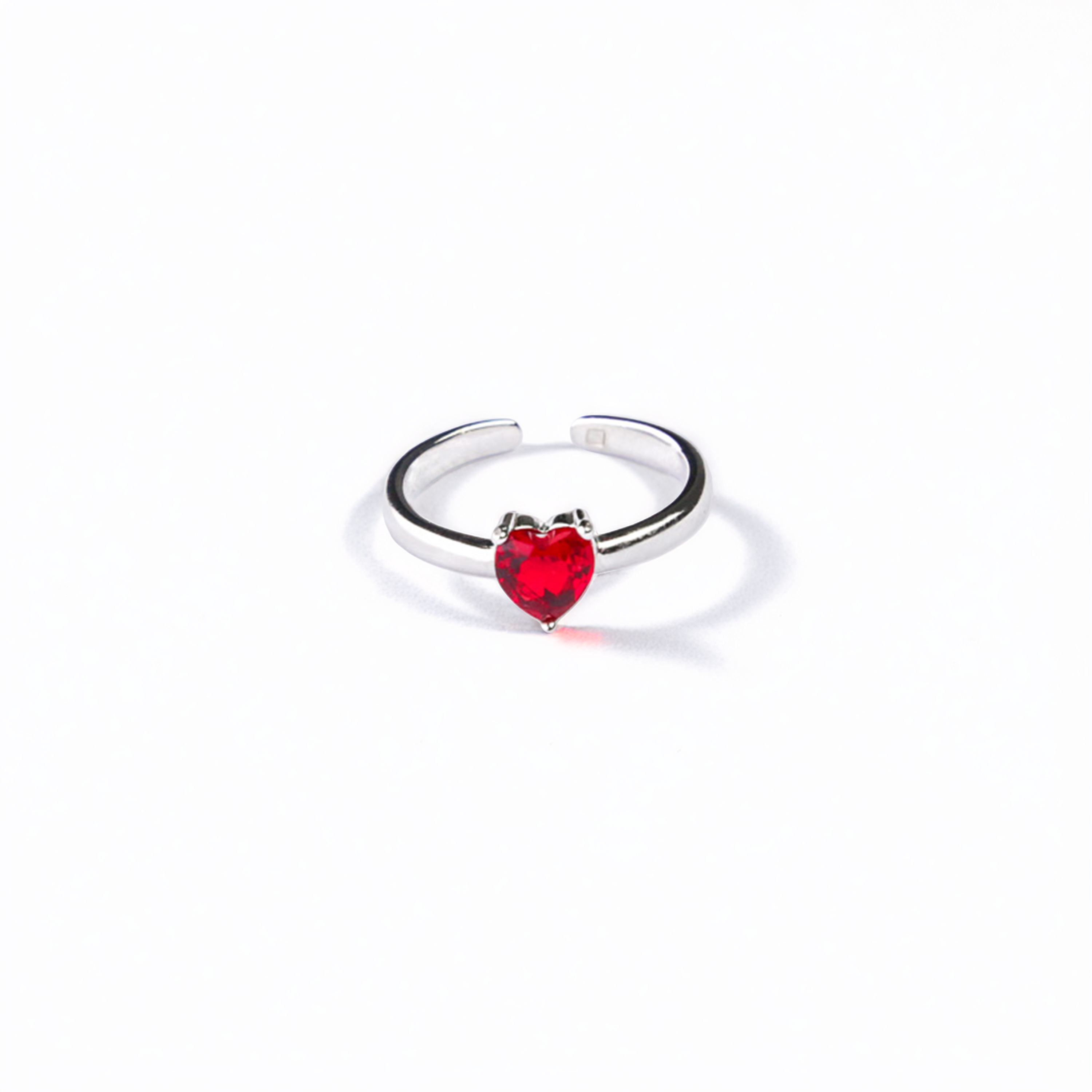 Red Duo-Stone Silver Ring