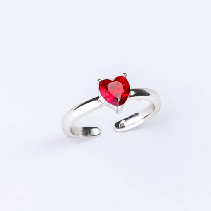 Red Duo-Stone Silver Ring