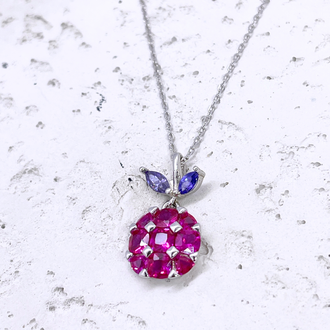 Ruby Blossom Strawberry Pendant