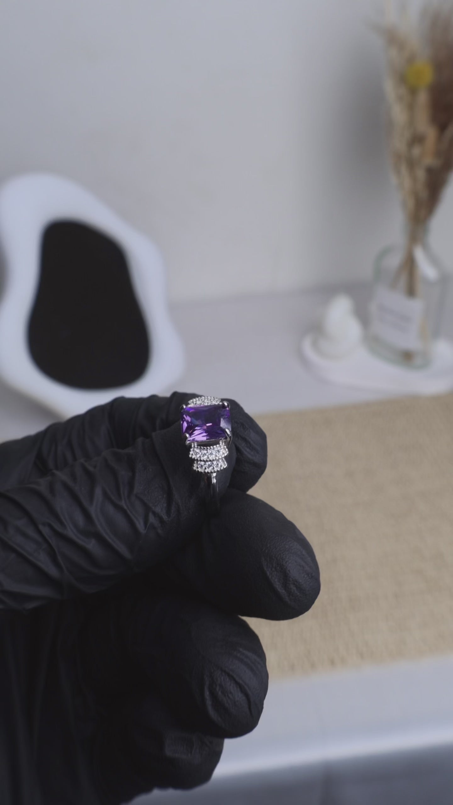 Purple Amethyst Crystal Ring